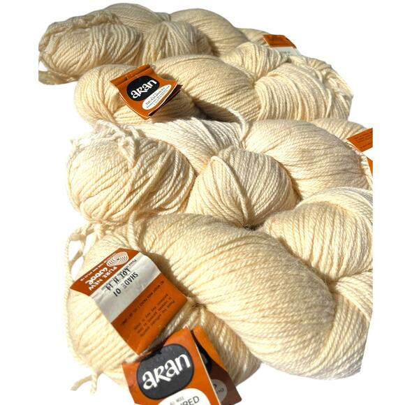 4 Hanks Vtg Sunbeam Aran Scoured Irish Wool Sweater Yarn 🧶 #1 Bainin Natural - Picture 3 of 16